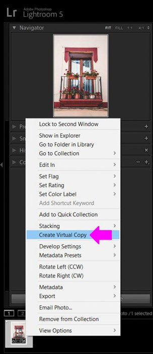 A screenshot showing how to make sepia effect images in Lightroom