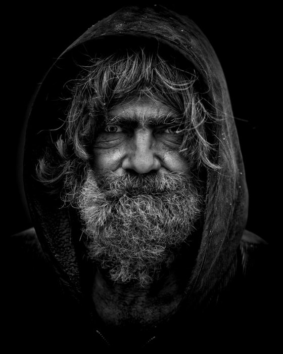 dramatic high contrast portrait of an old man
