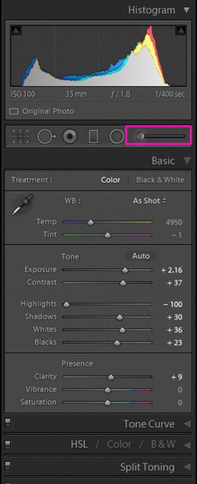 A screenshot showing how to modify the clarity of a selection of your image using the Brush Tool - clarity tool lightroom 