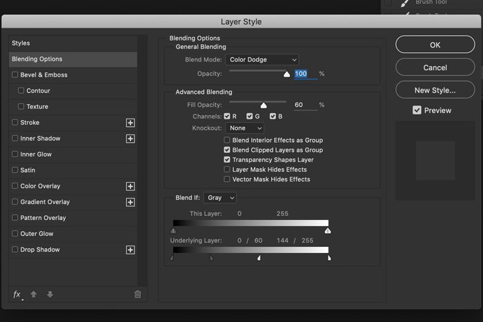 a screenshot showing how to blend colours in Photoshop