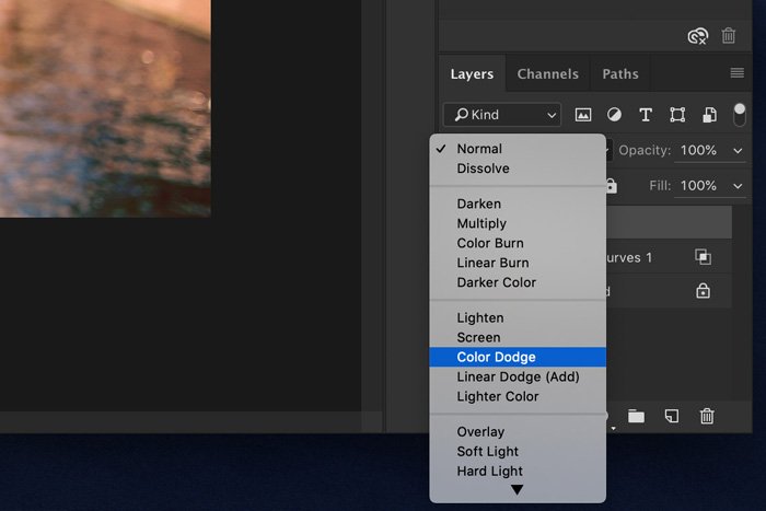 a screenshot showing blend mode in Photoshop