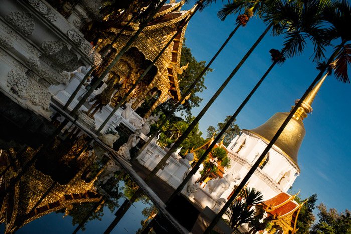 stunning vew of a thai temple shot with dutch angle photography