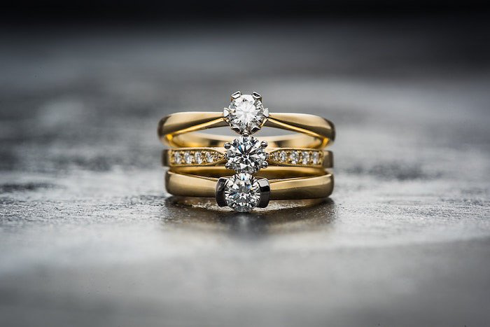 A product shot of a diamond ring