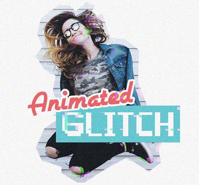 Animated Glitch Photoshop Action - best free photoshop actions