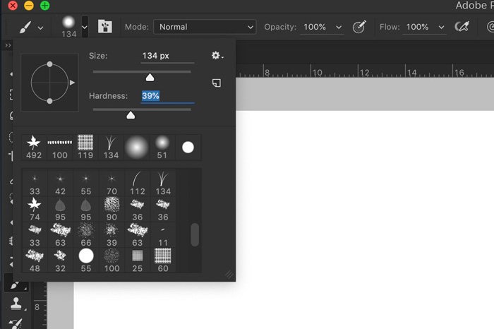 A screenshot showing how to use free Photoshop Brushes