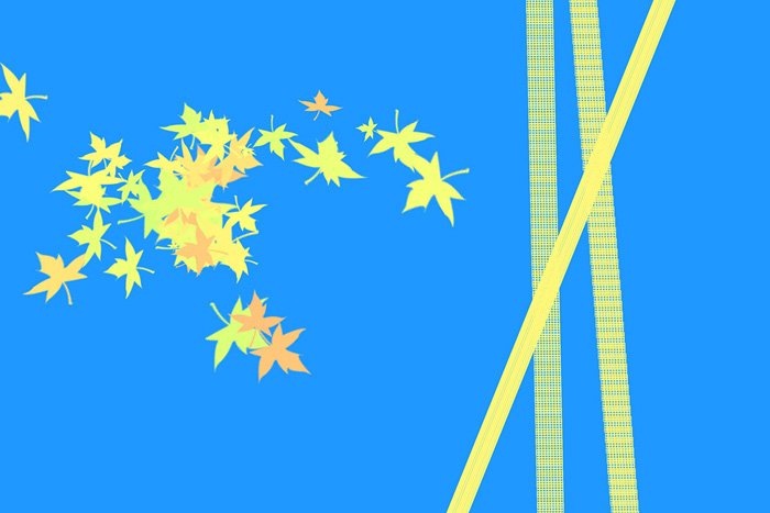 a cool yellow and blue graphic made using Photoshop brushes 