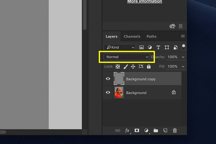 A screenshot showing how to use the High Pass Filter in Photoshop - set the blending mode
