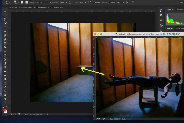A screenshot showing how to edit Levitation Photography in Photoshop