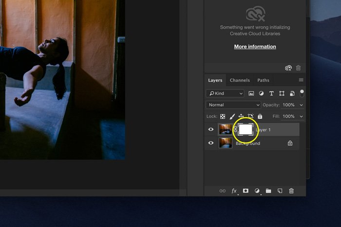 A screenshot showing how to edit Levitation Photography in Photoshop - layer mask