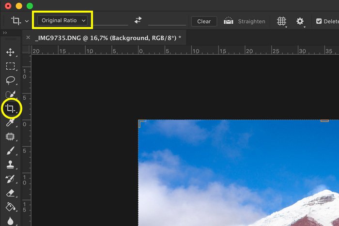screenshot showing how to photoshop landscape photos - crop