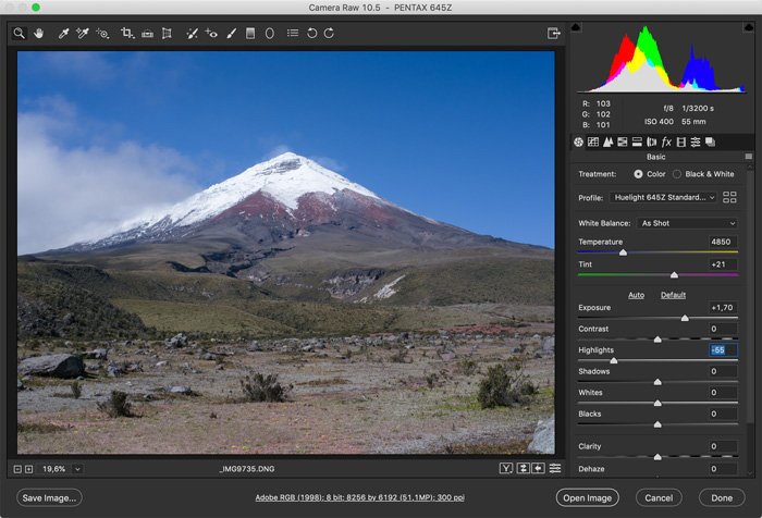 screenshot showing how to photoshop landscape photos - Set the Right Exposure