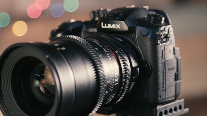  an up-close photo of a Lumix camera with a shallow depth of field