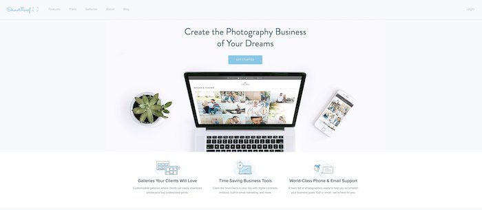 screenshot of the Shootproof website for sharing photos with clients