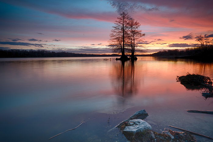 A serene lake view at night enhanced using free hdr software