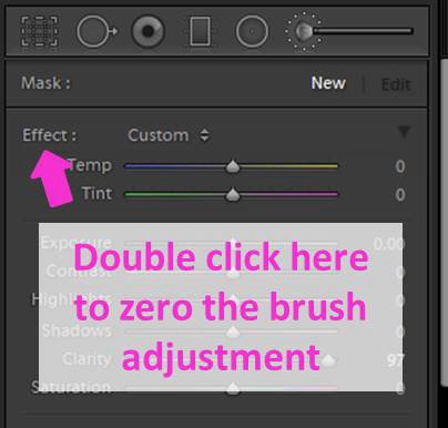 A screenshot showing how to use the Lightroom Adjustment Brush Tool