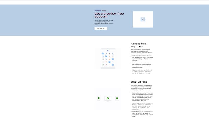 a screenshot of the image hosting website Dropbox
