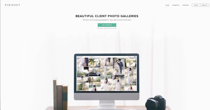 screenshot of the pixieset website for sharing photos with clients