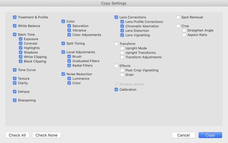 a screenshot showing how to use copy/paste or sync Lightroom - lightroom mistakes