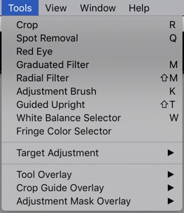 a screenshot showing how to check tools on Lightroom