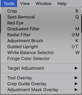 a screenshot showing how to check tools on Lightroom