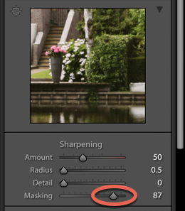 a screenshot showing how to sharpen images in lightroom