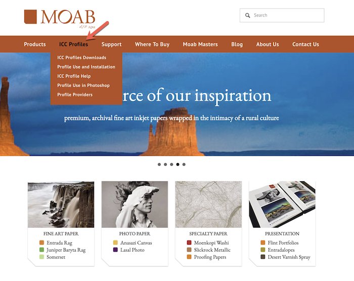 a screenshot from moab website - how to print photos professionally 