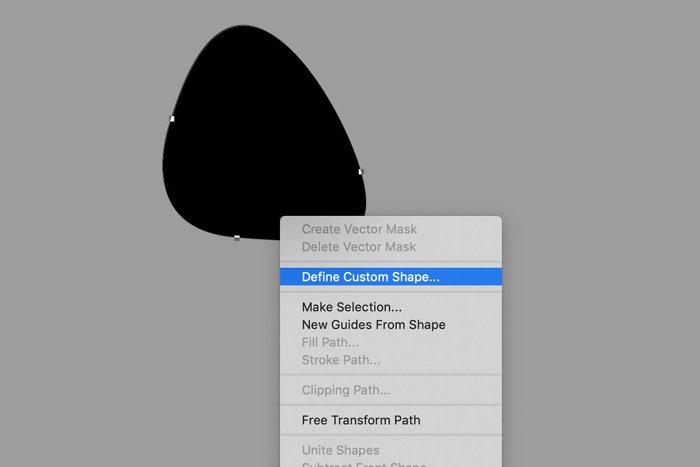 A screenshot showing how to create your own custom shape in photoshop