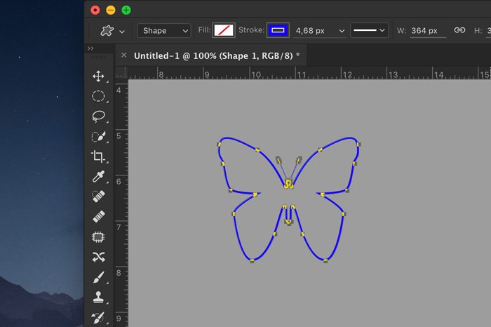 A screenshot showing how to create an outlined shape in photoshop