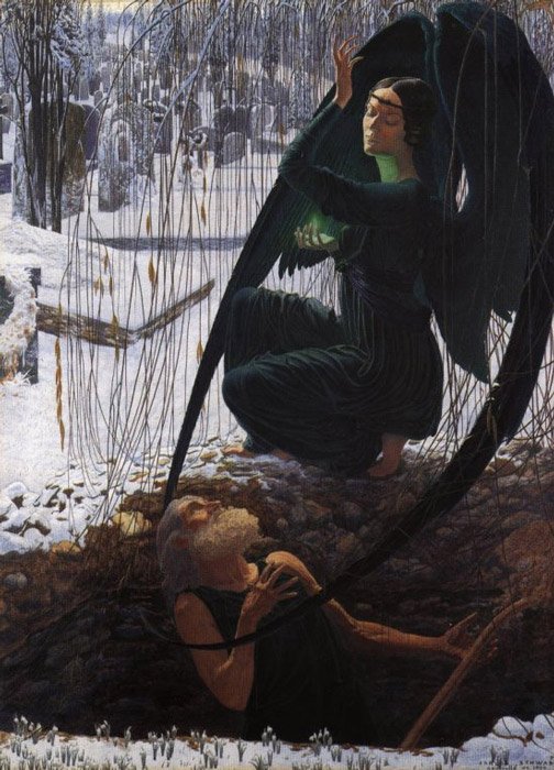 The Death of the Grave Digger painting by Carlos Schwabe.