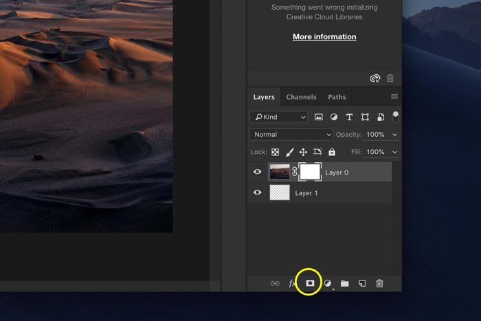 a screenshot showing how to create a transparent gradient in Photoshop - add layer mask