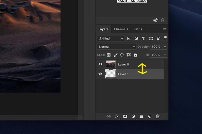 a screenshot showing how to create a transparent gradient in Photoshop