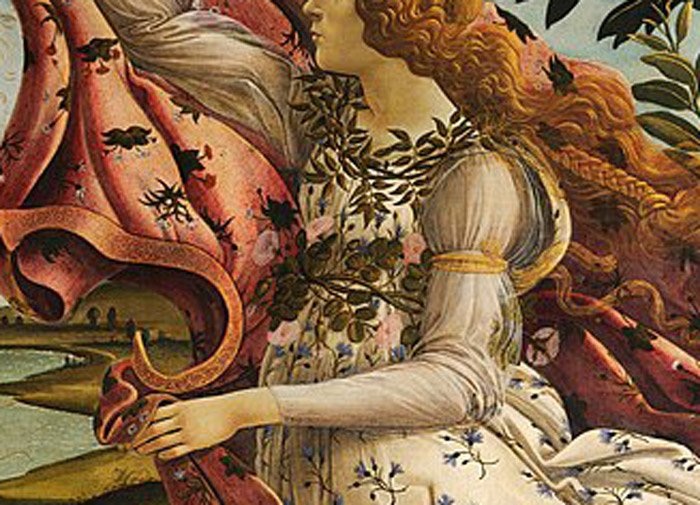 Close-up detail of Botticelli's painting, the birth of Venus