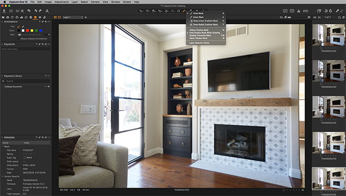 Screenshot of Capture One shortcuts