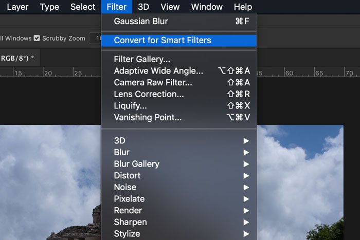 Screenshot of smart filters in Photoshop