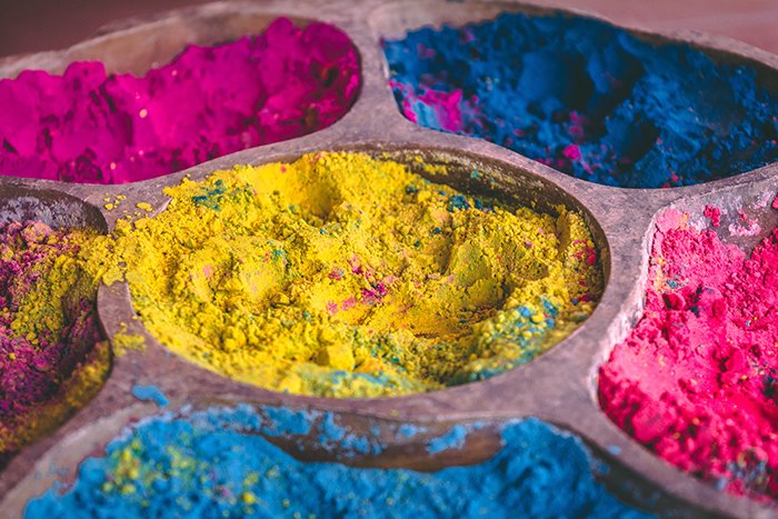 Photo of flour in various colors to make powder for photography