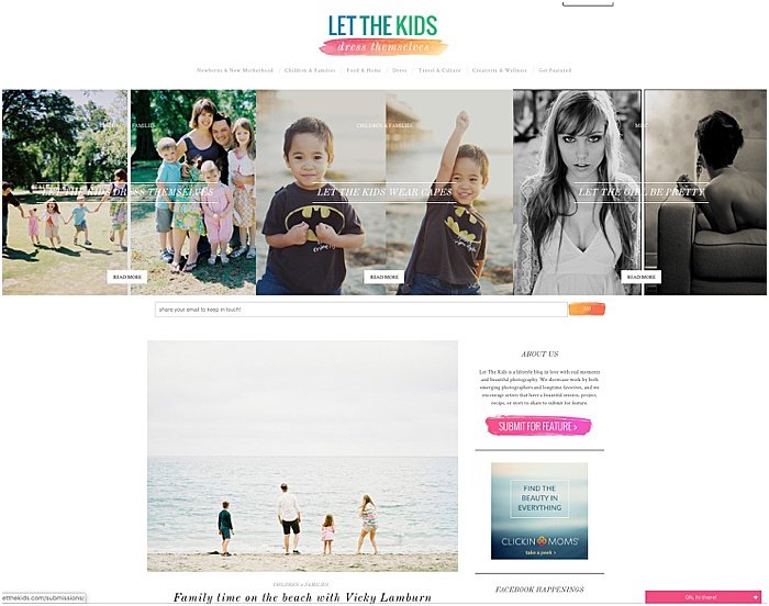 Screenshot of the family photography blog Let the kids