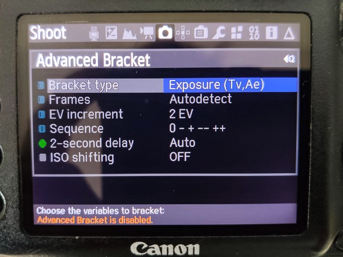 Magic Lantern settings on the Canon DSLR screen