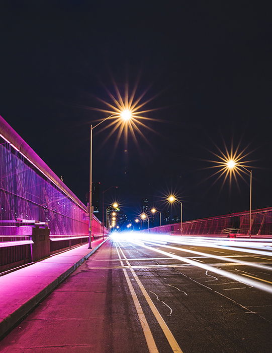 Motion blur photo of a street during nighttime