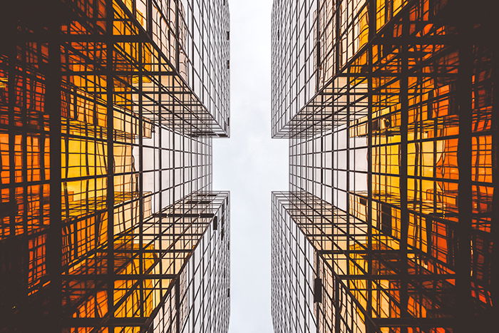 Cool perspective of a glass windowed building used in photography games