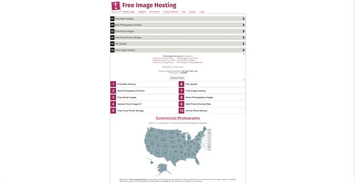a screenshot of the Free Image Hosting website 