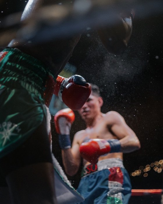 Close-up photo of a boxing match