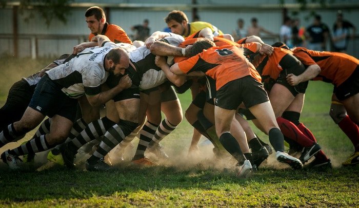 Photo of rugby players during a match