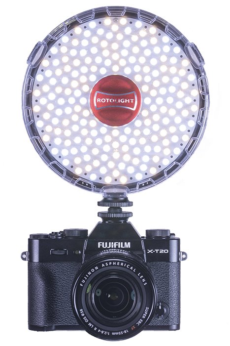 Picture of a Rotolight LED round light.