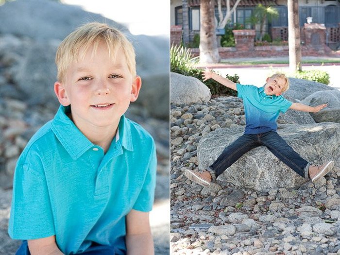 diptych portrait of a young boy demonstrating good ways to photograph unruly children