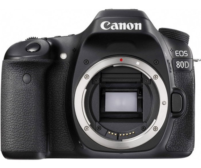 Front facing view of the Canon 80D camera body 