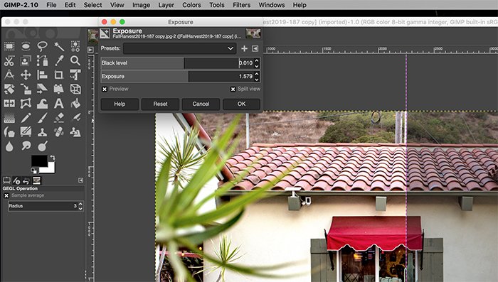 Screenshot of editing a photo in GIMP