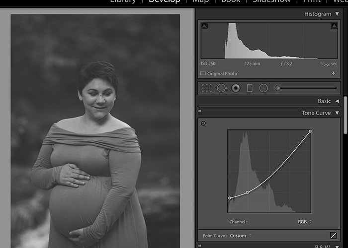 Screenshot of editing a photo in Lightroom matte effect