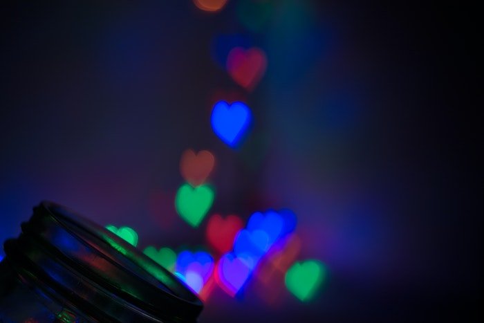 Colorful heart-shaped bokeh photography effects
