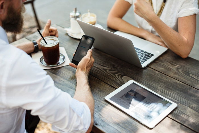 close up of two people at a business meeting