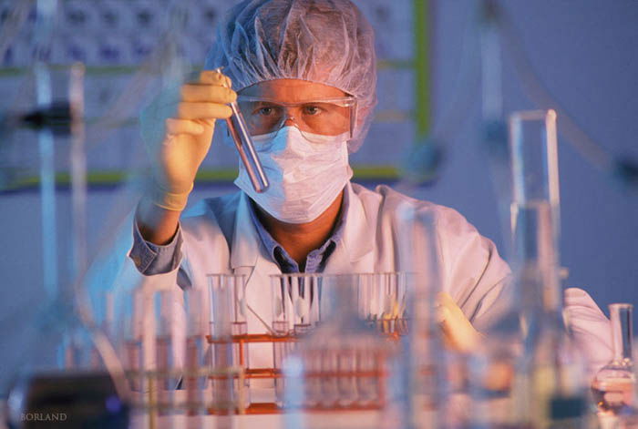 a doctor working in a lab